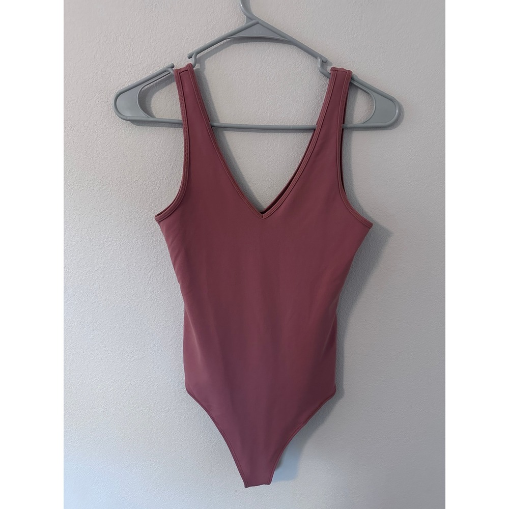 Abercrombie & Fitch Bodysuit S Pink NWOT Soft A&F Collection V-Neck Thong Base